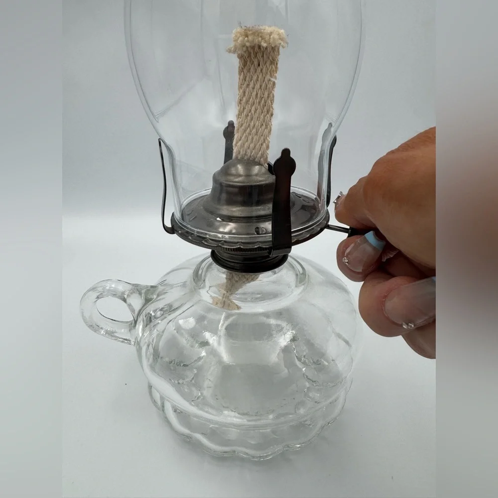 Vintage Oil‎ Lamp Floral Shade Cottagecore Glass Lantern Coquette Decor